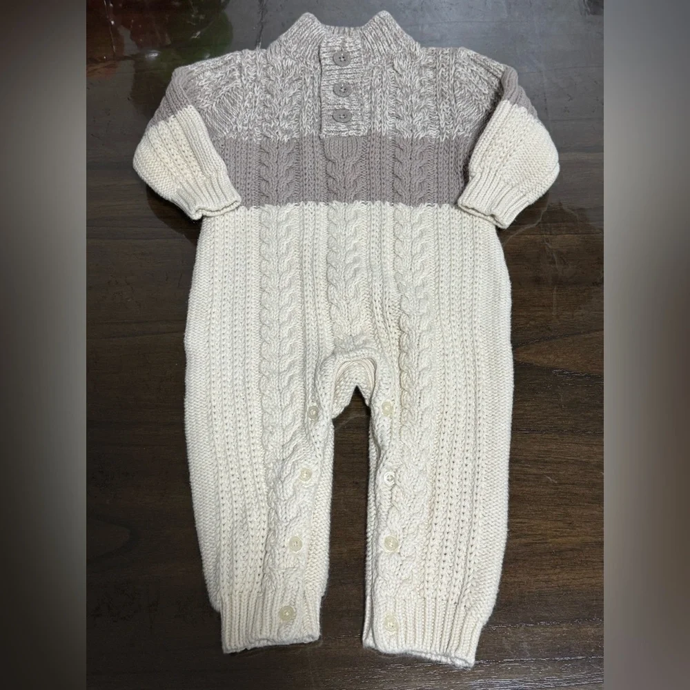 Baby Gap 6-12 Month Cotton Cable-Knit Sweater One-Piece Romper